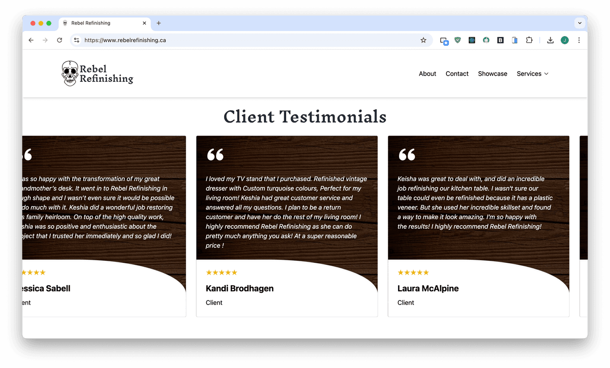 rebel refinishing customer testomonials