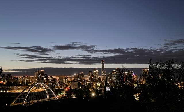picture of a edmonton skyline at night