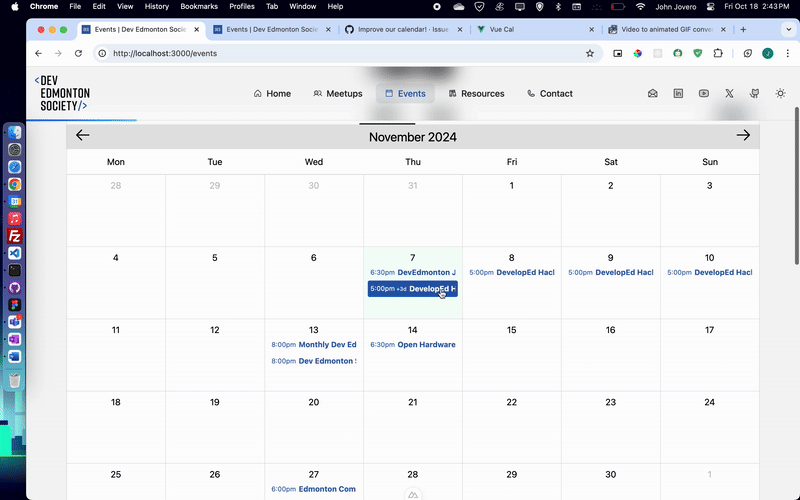 Calendar UI after the revisions month view